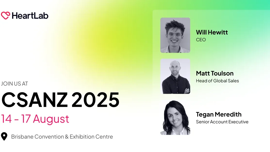 CSANZ 2025 event graphic listing the HeartLab team, dates, and Brisbane venue