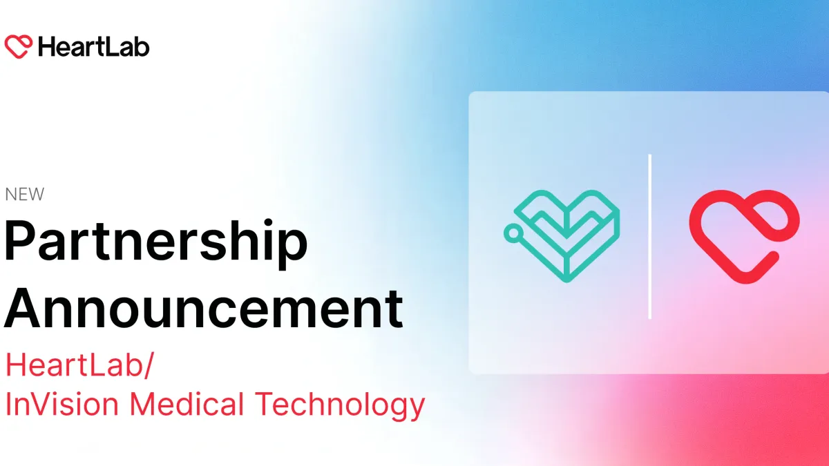 HeartLab and InVision Medical Technology logos in a partnership announcement graphic