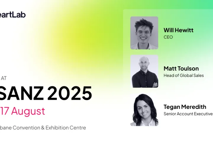 CSANZ 2025 event graphic listing the HeartLab team, dates, and Brisbane venue